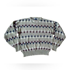 Vintage Crew Neck Geometric Ocean Pacific Knit Sweater Men’s XL Extra Large 90s